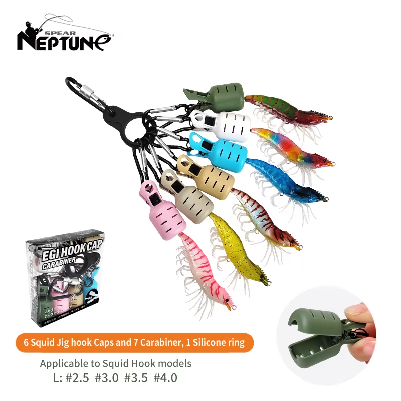 Fishing Lure Jig - 6개의 다채로운 오징어 지그 훅 캡